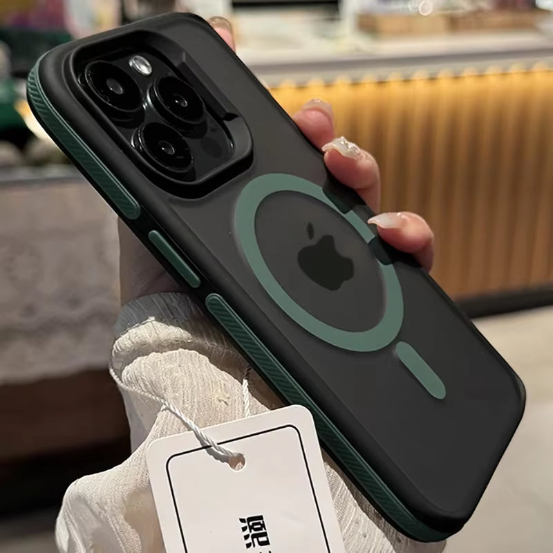 New Bicolor Matte Frosted Magnetic Phone Case for Iphone 16 15 14 plus 13 12 11 Pro Max Translucent Shockproof Bumper Hard Cover