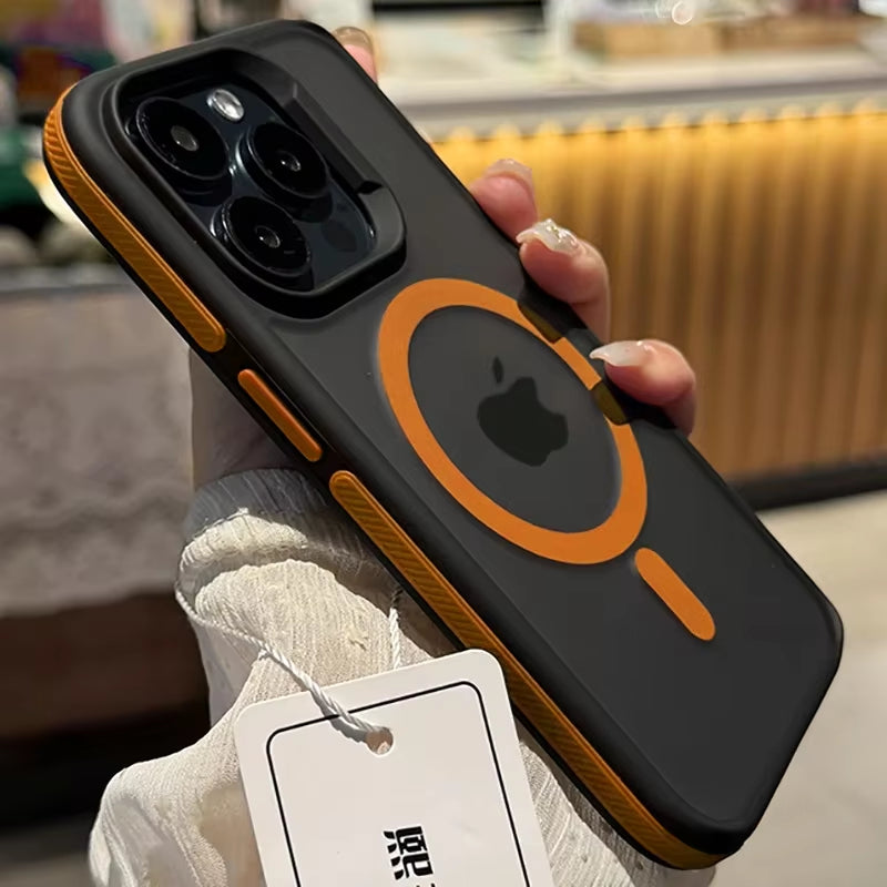 New Bicolor Matte Frosted Magnetic Phone Case for Iphone 16 15 14 plus 13 12 11 Pro Max Translucent Shockproof Bumper Hard Cover