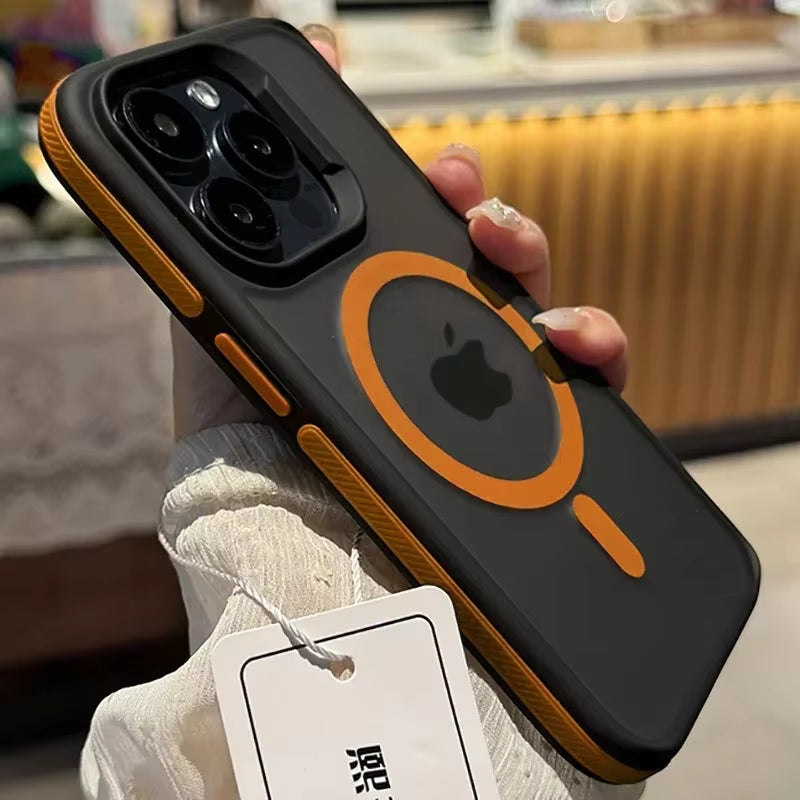 New Bicolor Matte Frosted Magnetic Phone Case for Iphone 16 15 14 plus 13 12 11 Pro Max Translucent Shockproof Bumper Hard Cover