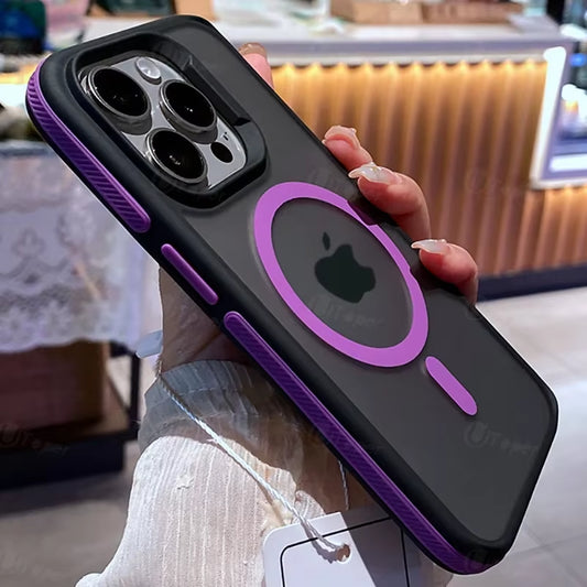 New Bicolor Matte Frosted Magnetic Phone Case for Iphone 16 15 14 plus 13 12 11 Pro Max Translucent Shockproof Bumper Hard Cover