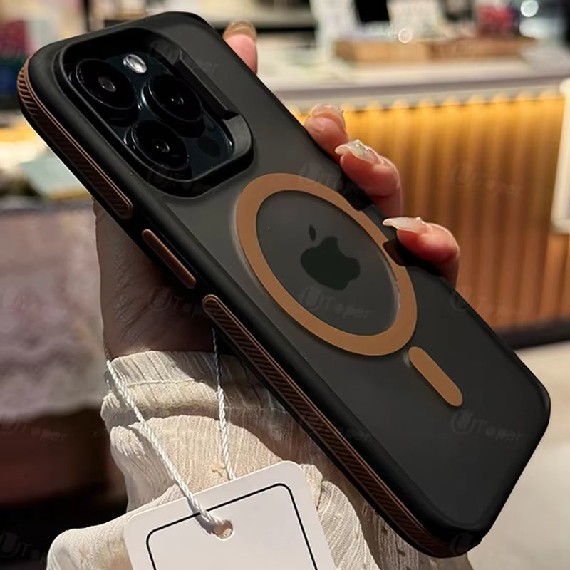 New Bicolor Matte Frosted Magnetic Phone Case for Iphone 16 15 14 plus 13 12 11 Pro Max Translucent Shockproof Bumper Hard Cover