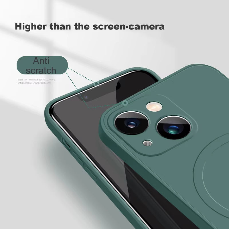 Magsafe Magnetic Wireless Charging Soft Liquid Silicone Phone Case for Iphone 16 Pro Max 14 13 12 11 15 Pro Max Mini Back Cover