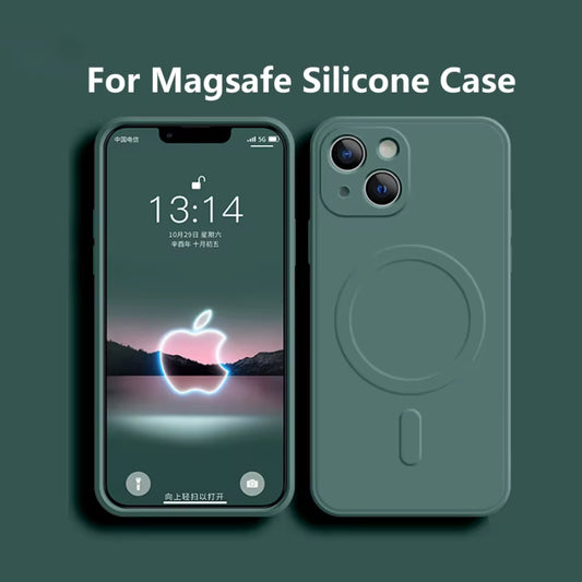 Magsafe Magnetic Wireless Charging Soft Liquid Silicone Phone Case for Iphone 16 Pro Max 14 13 12 11 15 Pro Max Mini Back Cover