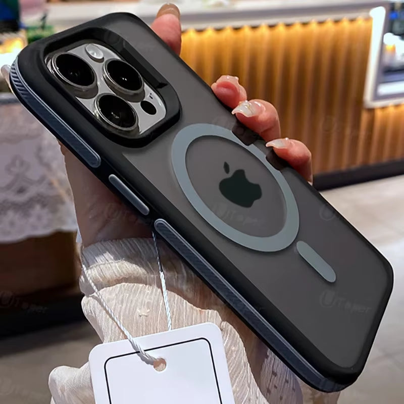 New Bicolor Matte Frosted Magnetic Phone Case for Iphone 16 15 14 plus 13 12 11 Pro Max Translucent Shockproof Bumper Hard Cover