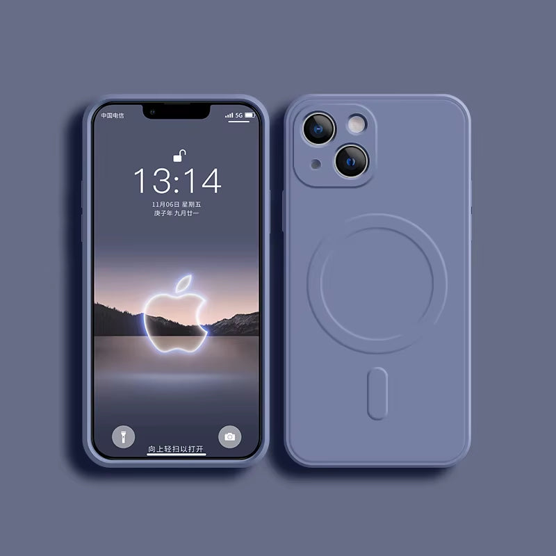 Magsafe Magnetic Wireless Charging Soft Liquid Silicone Phone Case for Iphone 16 Pro Max 14 13 12 11 15 Pro Max Mini Back Cover