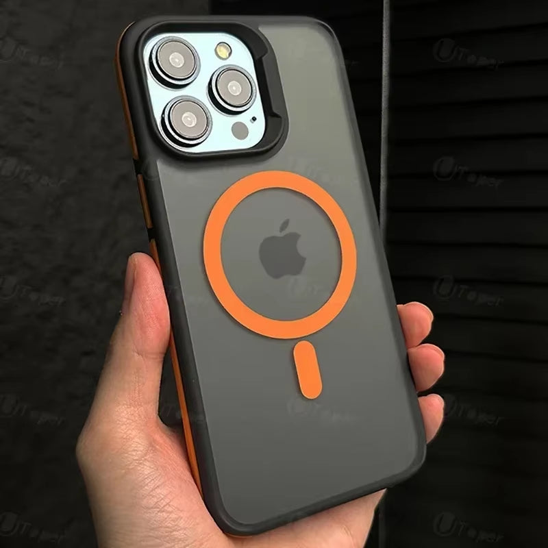 New Bicolor Matte Frosted Magnetic Phone Case for Iphone 16 15 14 plus 13 12 11 Pro Max Translucent Shockproof Bumper Hard Cover